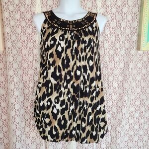 TANK TOP Style and co brown leopard print tank top with bubble bottom Size xl